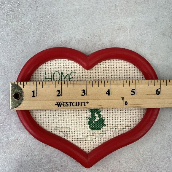 vintage cross stitch Home For the holidays In heart frame - Picture 4 of 6